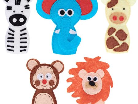 Rico Felt Craft Kit Finger Puppets Wild Animals, 5 pcs Supply