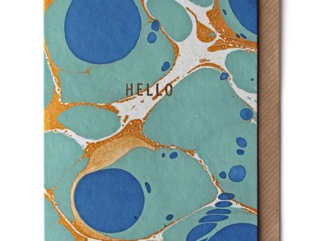 Marble Royal Blue Hello Card Cheap