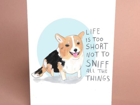 Life is Too Short Corgi Card Sale