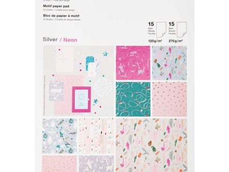 Motif Paper Pad Christmas Silver And Neon Hot on Sale