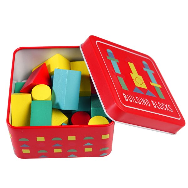 Wooden Building Blocks In A Tin Discount