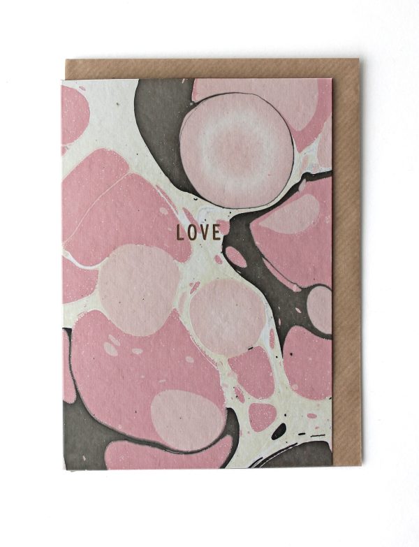 Marble Pink Brown  Love  Card & Envelope Online