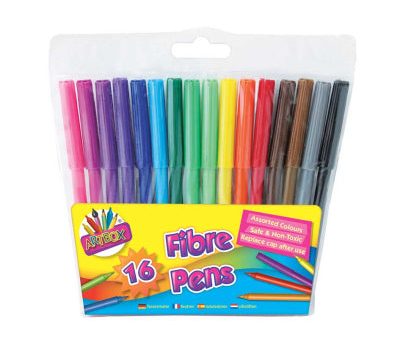 16 Fine Tip Fibre Colouring Pens Hot on Sale